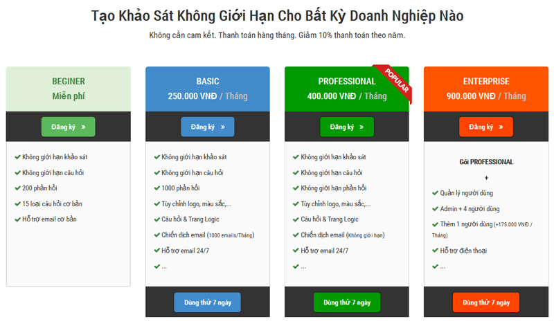 Các gói dịch vụ ksvpro