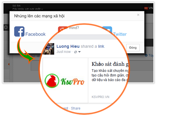 Chia sẻ khảo sát trên các mạng xã hội