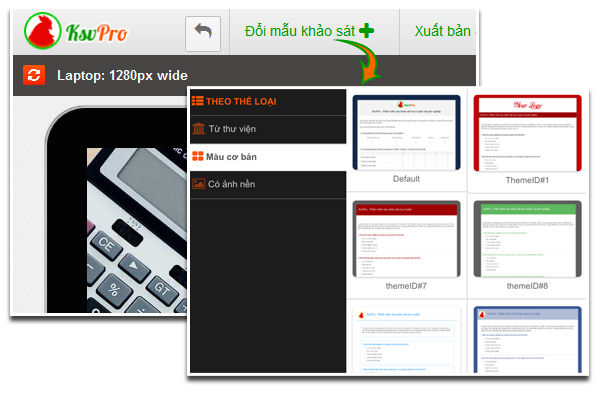 Thay đổi giao diện khảo sát